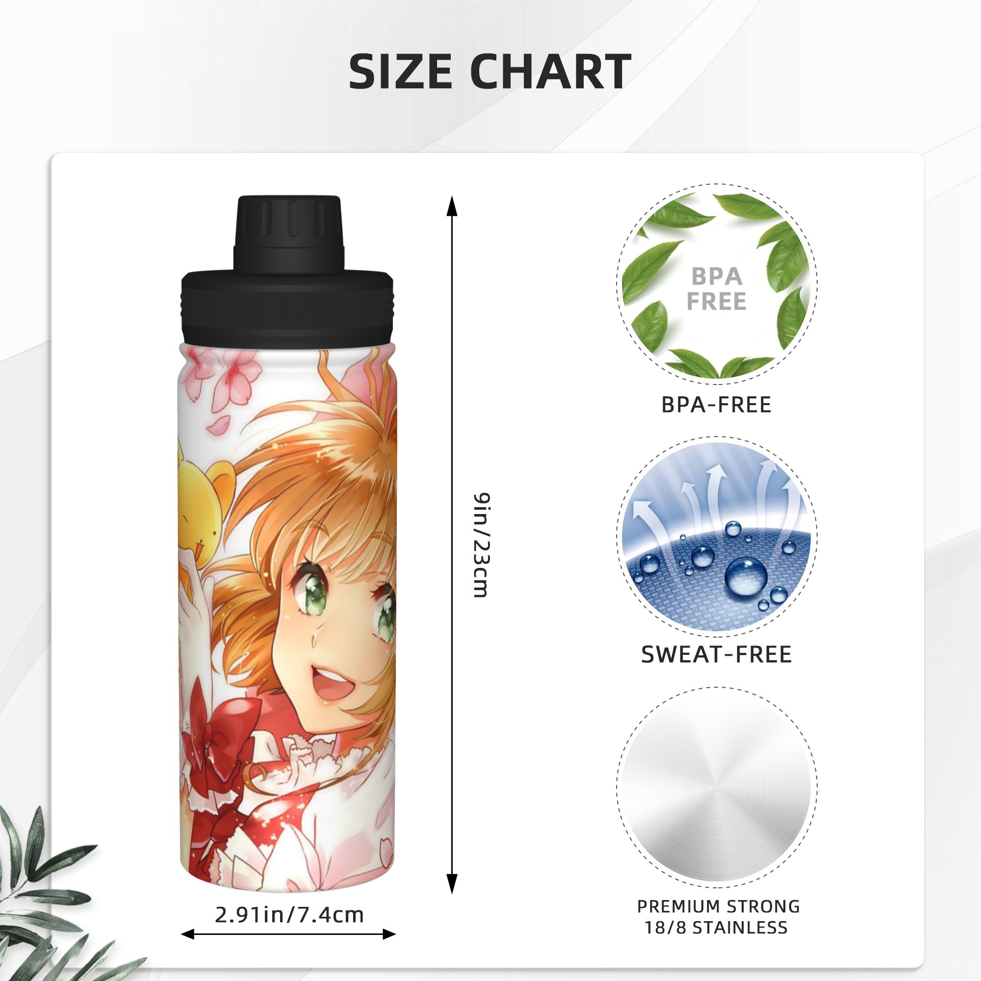 카드캡터 사쿠라 애니메이션 18온스 스포츠용 보온 텀블 - Sports Water Bottle Insulated 리뷰 및 가격