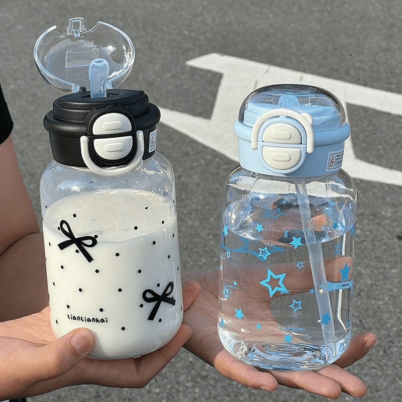 짚으로 귀여운 물병 휴대용 플라스틱 팝업 커버 워터 컵 - Sports Equipment 5 Years Old 리뷰 및 가격